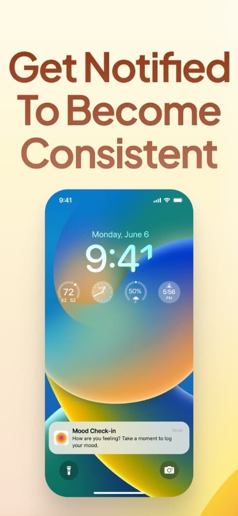 Andy mood check-in reminder notification on the lock screen